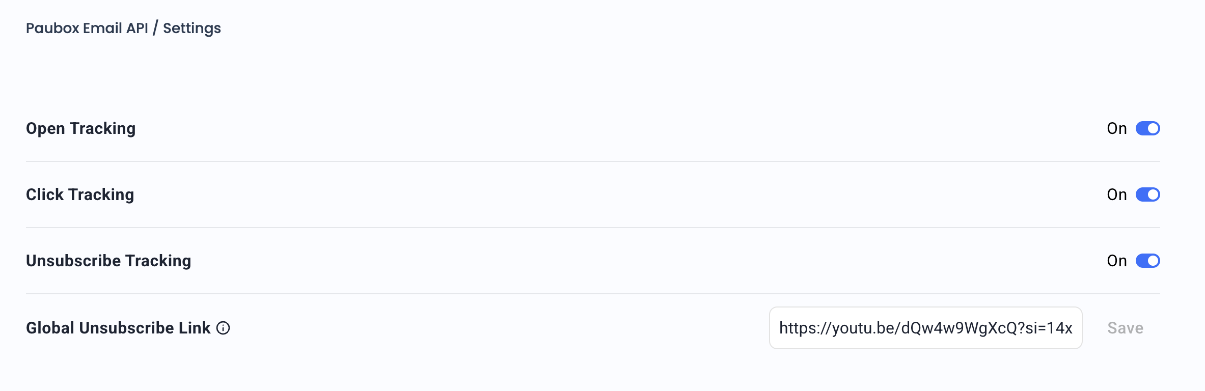 Tracking Settings